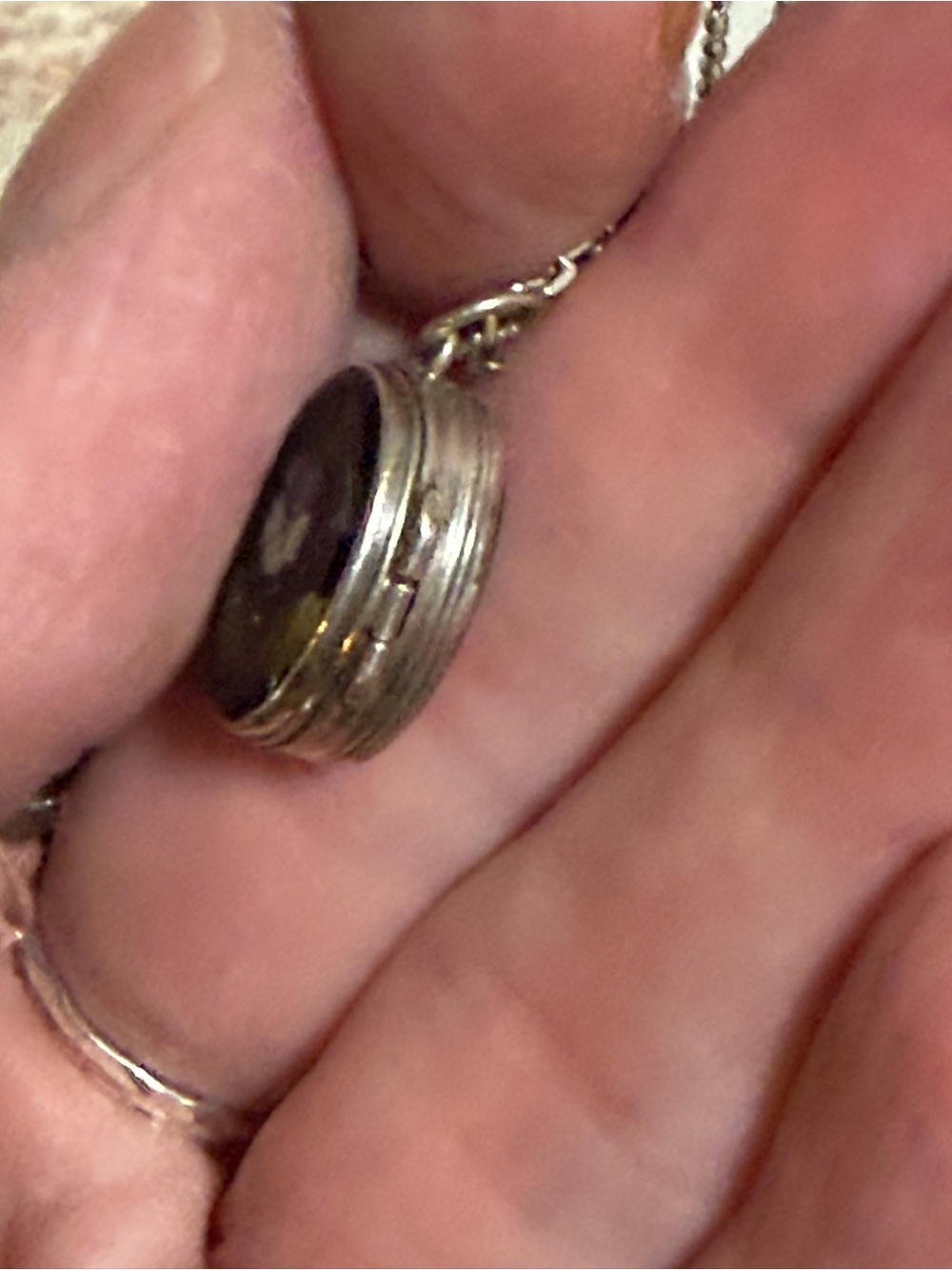 Antique Pietra Dura 800 Silver Double Sided Small Floral Motif Locket - Picture 13 of 16